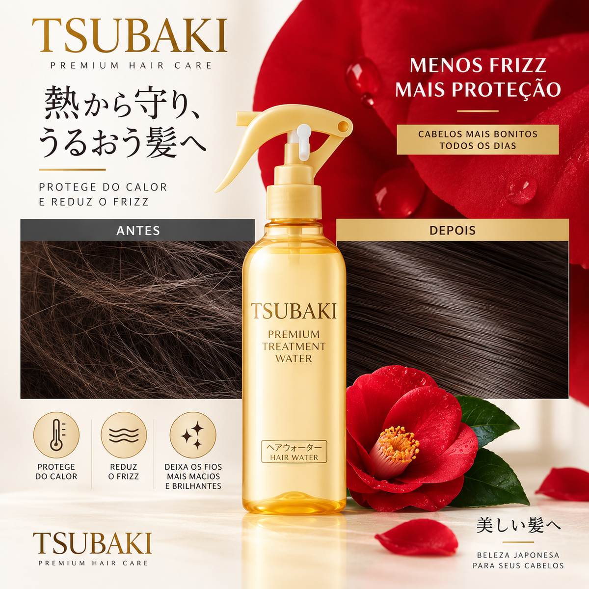 Tsubaki Premium Treatment Water – Reparação + Proteção Térmica 210ml